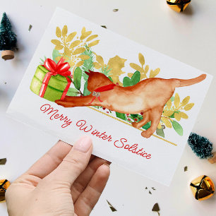 Festive Kitty Cat Winter Solstice Pagan Holiday Card