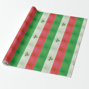 Festive knit stripes wrapping paper