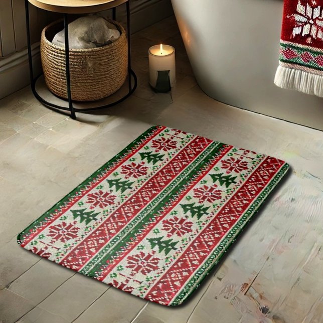 Festive Knitted-Pattern  with Stars  Bath Mat (Creator Uploaded)