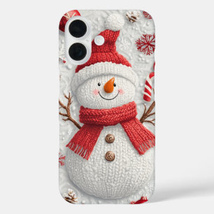 Festive Knitted Snowman Christmas Holiday  iPhone 16 Case