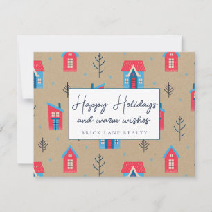 Festive Kraft Paper Happy Holidays Realty   Holiday Card