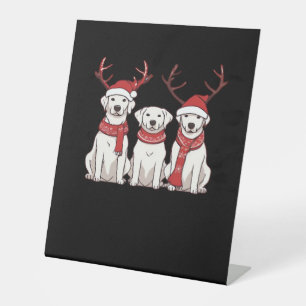 Festive Kuvasz � Christmas Pattern Classic T-Shirt Pedestal Sign