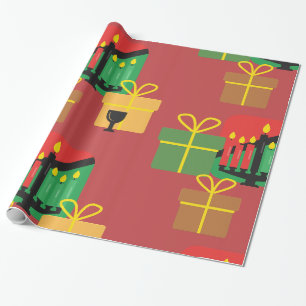 Festive Kwanzaa Gifts Pattern Wrapping Paper