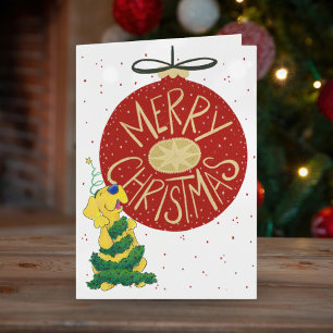 Festive Lab Christmas Tree Funny Folded Card