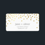 FESTIVE LABEL modern confetti spot gold foil grey<br><div class="desc">NOTE - the gold foil image is a printed picture Adhere to the back of your envelopes as a classy, personalised return address label. Setup as a template it is simple for you to add your own details, or hit the customise button and you can add or change text, fonts,...</div>