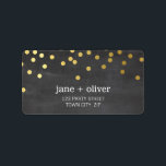 FESTIVE LABEL modern confetti spot gold foil grey<br><div class="desc">NOTE - the gold foil image is a printed picture Adhere to the back of your envelopes as a classy, personalised return address label. Setup as a template it is simple for you to add your own details, or hit the customise button and you can add or change text, fonts,...</div>