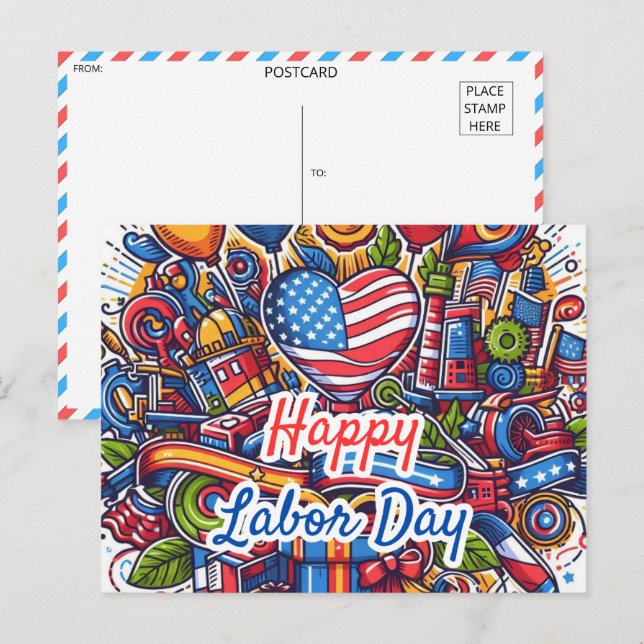 Festive Labour Day Celebration Postcard (Front/Back)