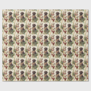 Festive Labrador Dogs Christmas Watercolor Wrapping Paper
