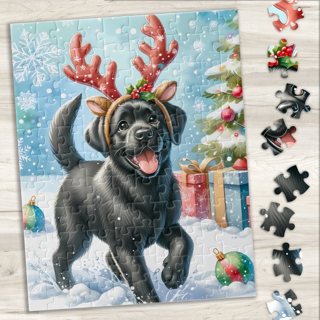 Festive Labrador Retriever Puppy Christmas Dog Jigsaw Puzzle (Creator Uploaded)