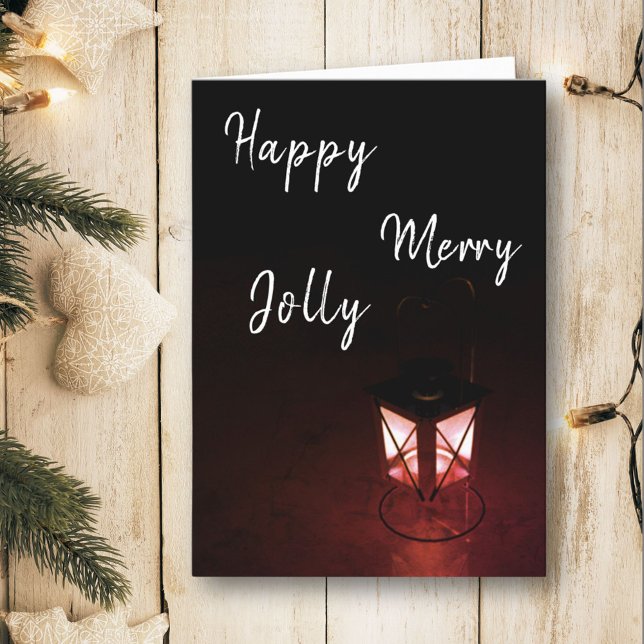 Festive Lantern Happy Merry Jolly Christmas Holiday Card (Creator Uploaded)