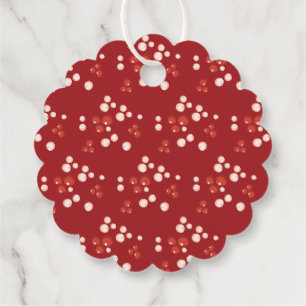 Festive Leafy Floral Christmas Traditional Red Favour Tags