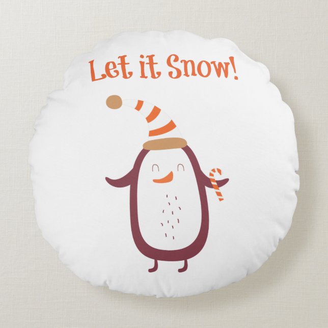 Festive Let It Snow Round Cushion (Front)