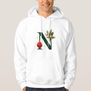 Festive Letter N Holiday  Adult Pullover Hoodie