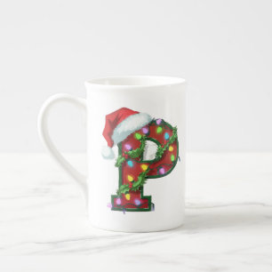 Festive Letter P Coffee Mug - Holiday Cheer