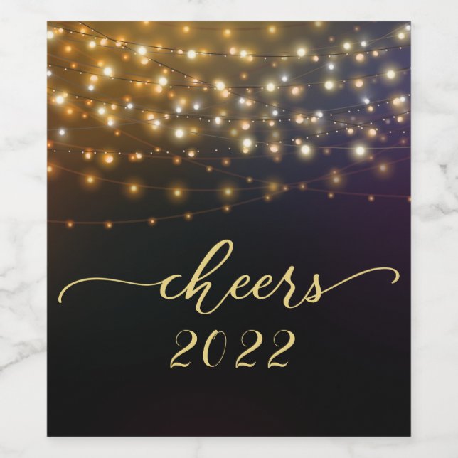 Festive Lights CHEERS New Years Eve Wine Label (Single Label)