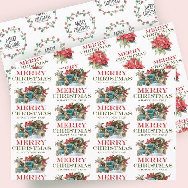 Festive Lights Red Poinsettia  Floral Pattern Gift Wrapping Paper Sheet (Festive Lights Red Poinsettia Floral Pattern Gift Wrapping Paper Sheets)