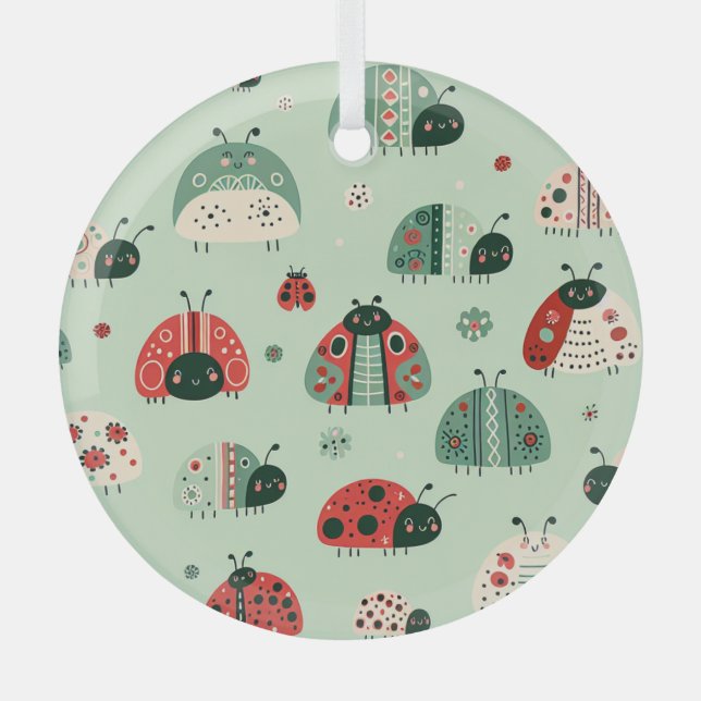 Festive Little Bugs Glass Tree Decoration (Front)