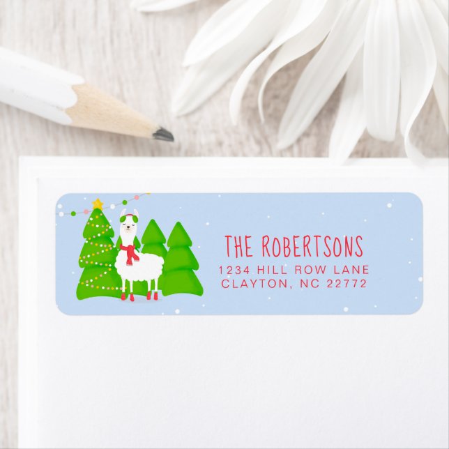 Festive Llama Christmas Label Return Address Label (Insitu)