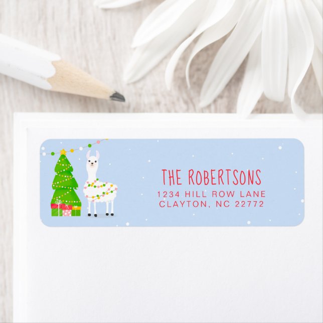 Festive Llama Christmas Label Return Address Label (Insitu)