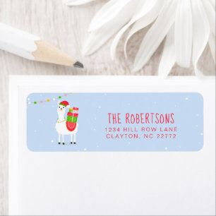 Festive Llama Christmas Return Address Label