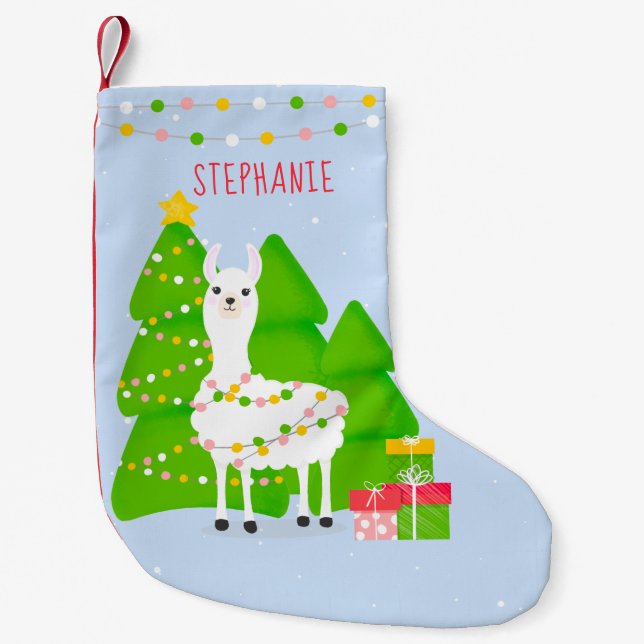 Festive Llama Christmas Small Christmas Stocking (Front)