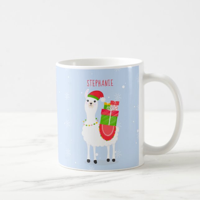 Festive Llama Christmas Two-Tone Coffee Mug (Right)
