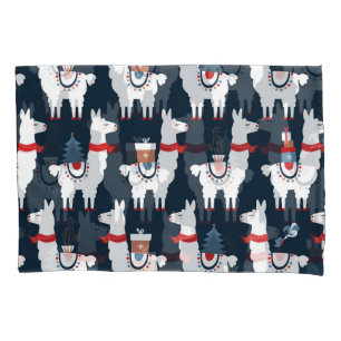 Festive Llamas: Christmas Pattern Delight Pillowcase