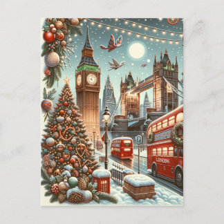 Festive London Splendor Christmas Party Invitation Postcard