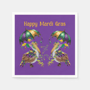 Festive Louisiana Pelican Mardi Gras Napkin