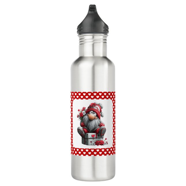 Festive Love Messenger Gnome "Heart and Presents"  710 Ml Water Bottle (Right)
