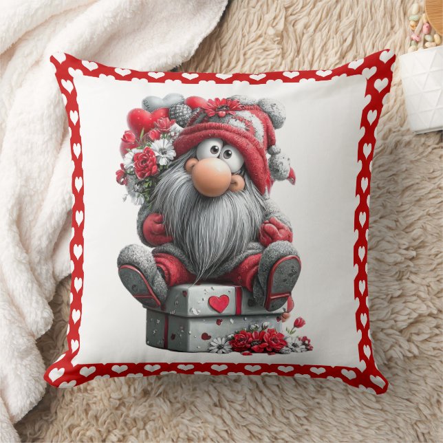 Festive Love Messenger Gnome "Heart and Presents"  Cushion (Blanket)