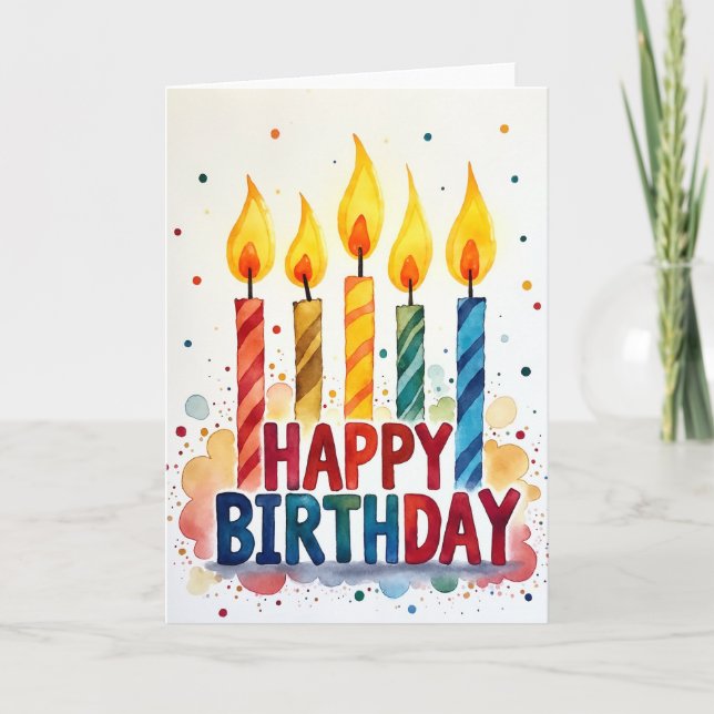 Festive Luminous Birthday Card (Front)
