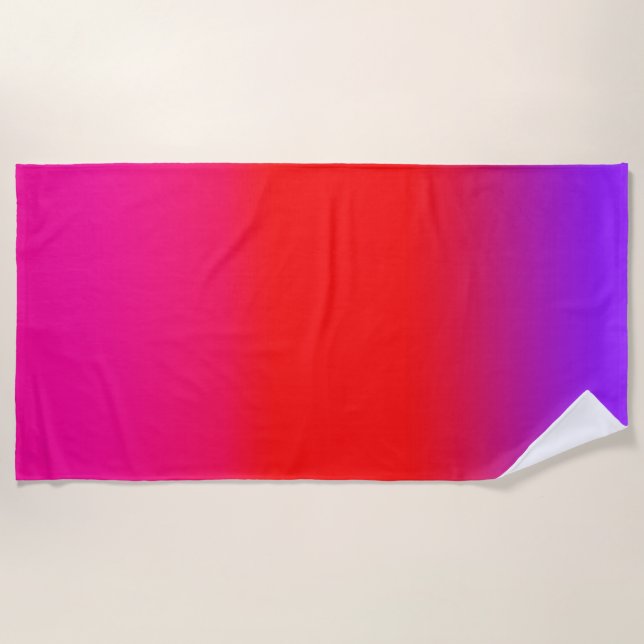 Festive Magenta Red Purple Ombre  Beach Towel (Front)