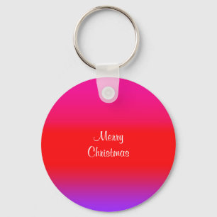 Festive Magenta Red Purple Ombre Gradient Pattern Key Ring