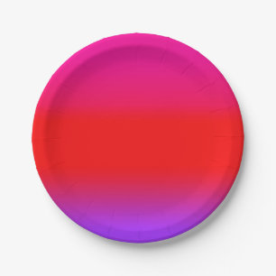 Festive Magenta Red Purple Ombre  Paper Plate