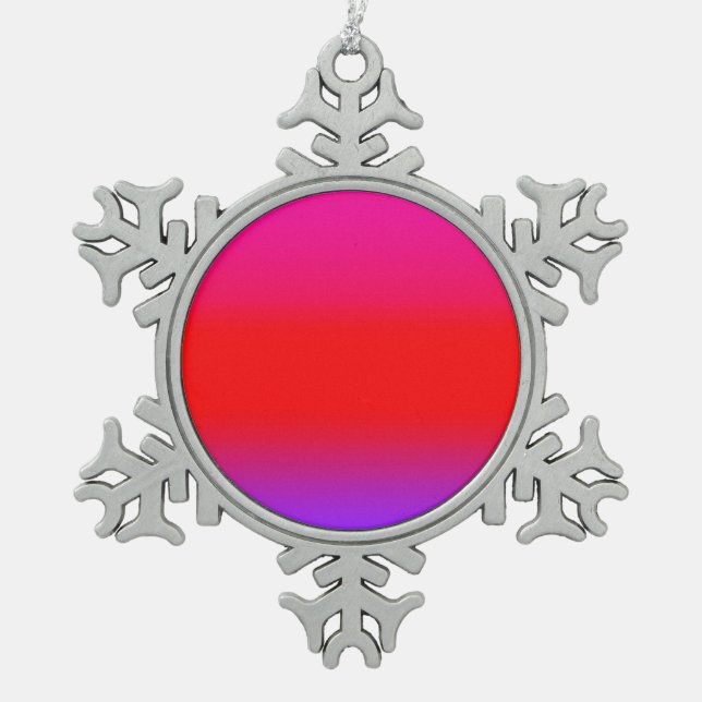 Festive Magenta Red Purple Ombre  Snowflake Pewter Christmas Ornament (Front)