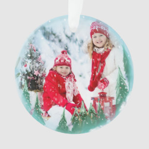 Festive Magical Winter Snow Globe Multiple Photo Ornament