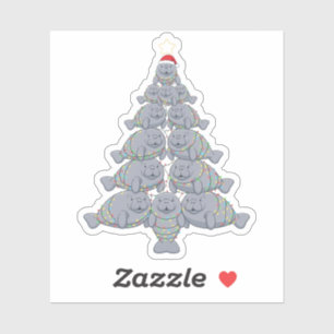 Festive Manatee Christmas Tree with Magical Ocean