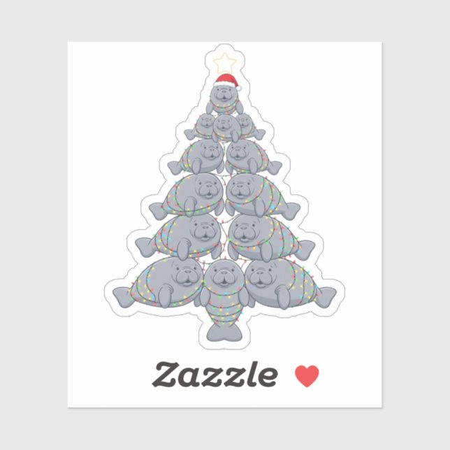 Festive Manatee Christmas Tree with Magical Ocean  (Sheet)