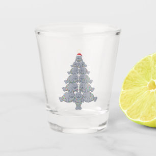 Festive Manatee Christmas Tree with Magical Ocean  Shot Glass