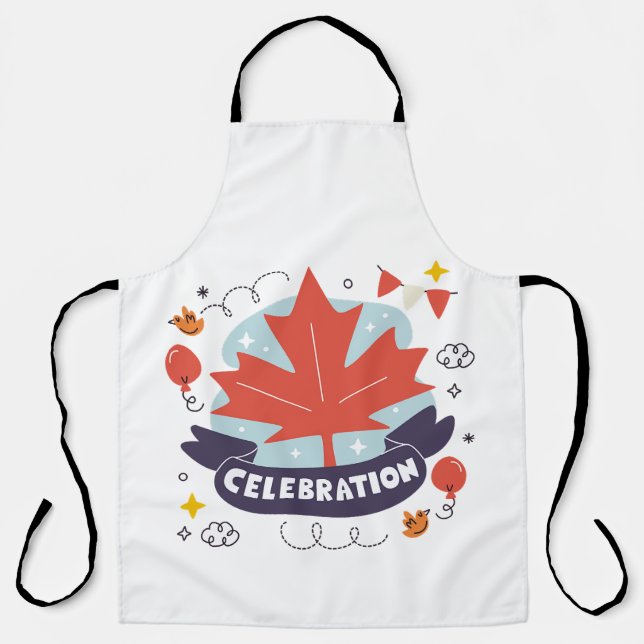 Festive Maple Leaf Celebration Apron (Front)