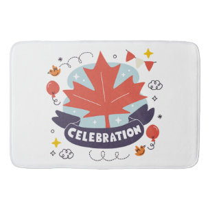 Festive Maple Leaf Celebration Bath Mat