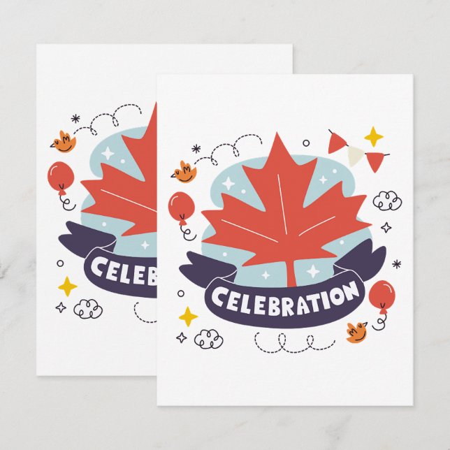 Festive Maple Leaf Celebration Card (Front/Back)