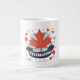 Festive Maple Leaf Celebration Large Coffee Mug