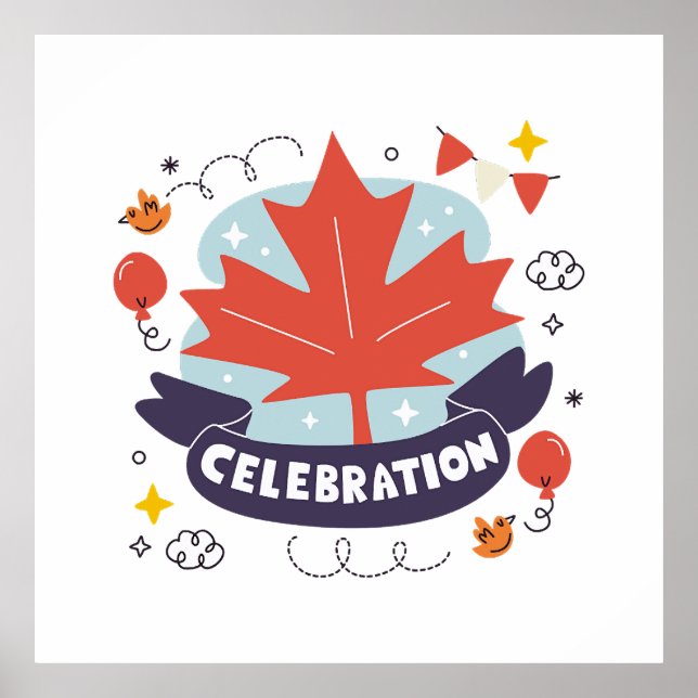 Festive Maple Leaf Celebration Poster (Front)