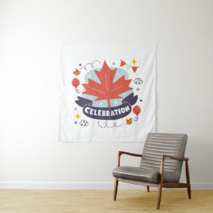 Festive Maple Leaf Celebration Tapestry