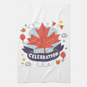 Festive Maple Leaf Celebration Tea Towel