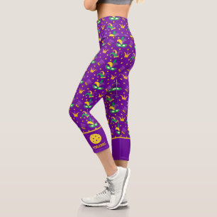 Festive Mardi Gras Carnival Fun Custom Pickleball Capri Leggings