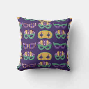 Festive Mardi Gras Masks Cushion
