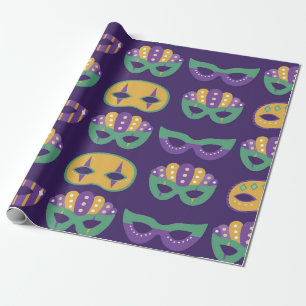 Festive Mardi Gras Masks Wrapping Paper